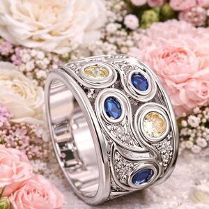 Elegant Silver and Blue Gemstone Ring